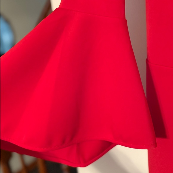 Eloquii Womens Red Bell Sleeve Round Neck Back Zip Bodycon Dress - Picture 5 of 11